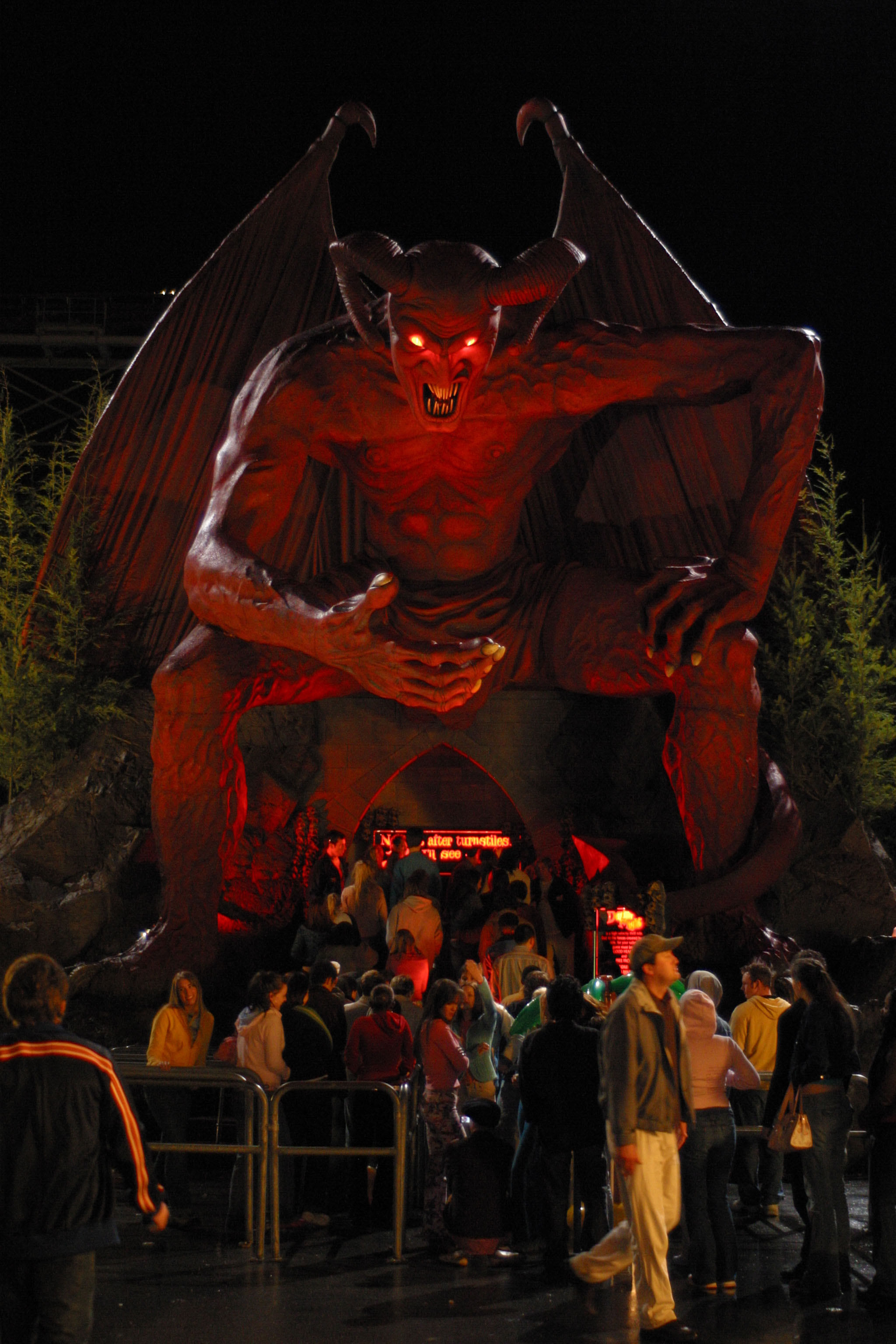 The Devil’s Flight entrance at night.