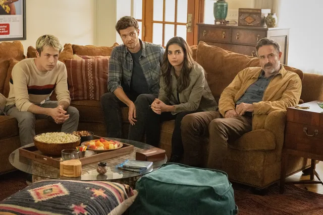Wes, Richie, Sam and Dewey gathered on the sofa.