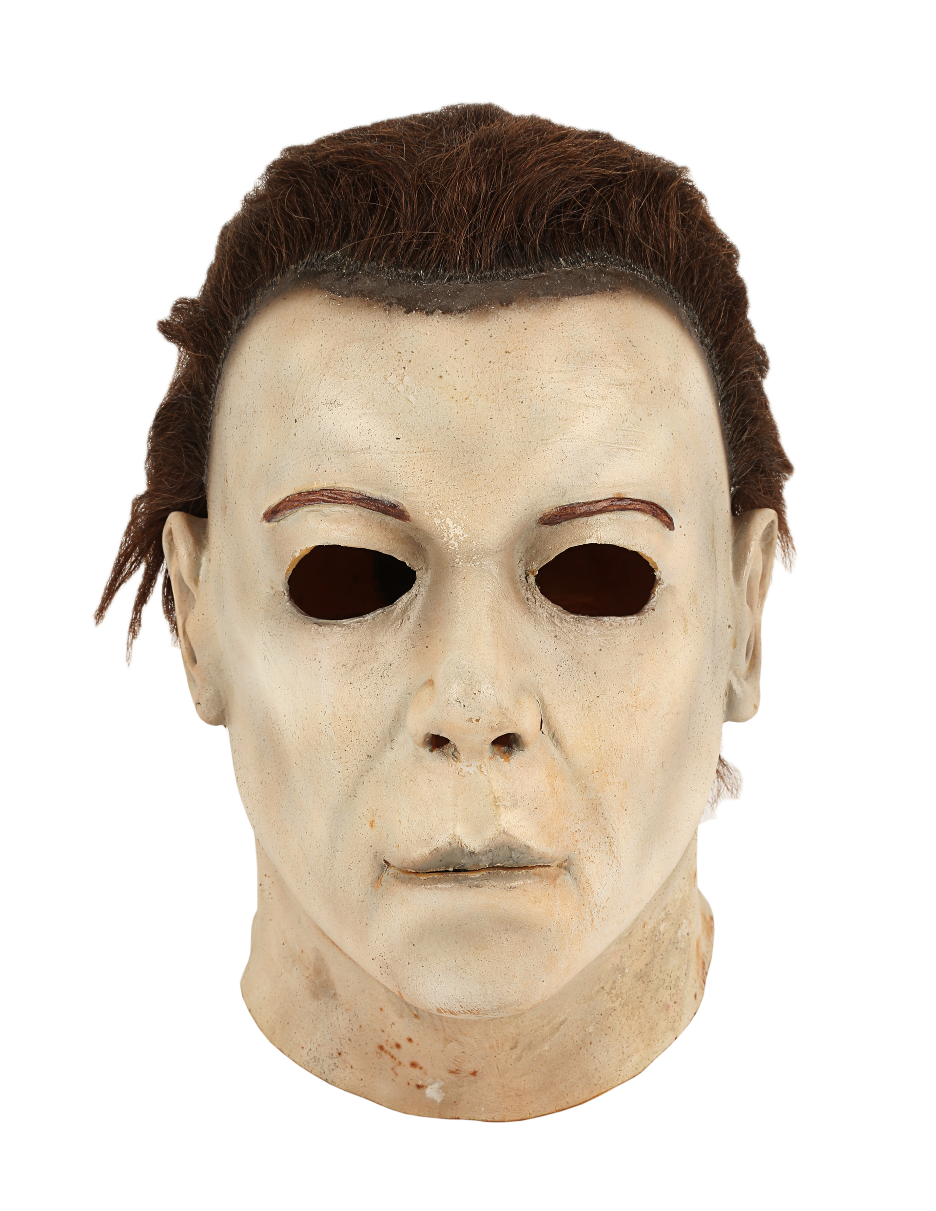 Michael Myers mask from Gary Tunnicliffe’s collection, front view. Later catalog photograph by Propstore.