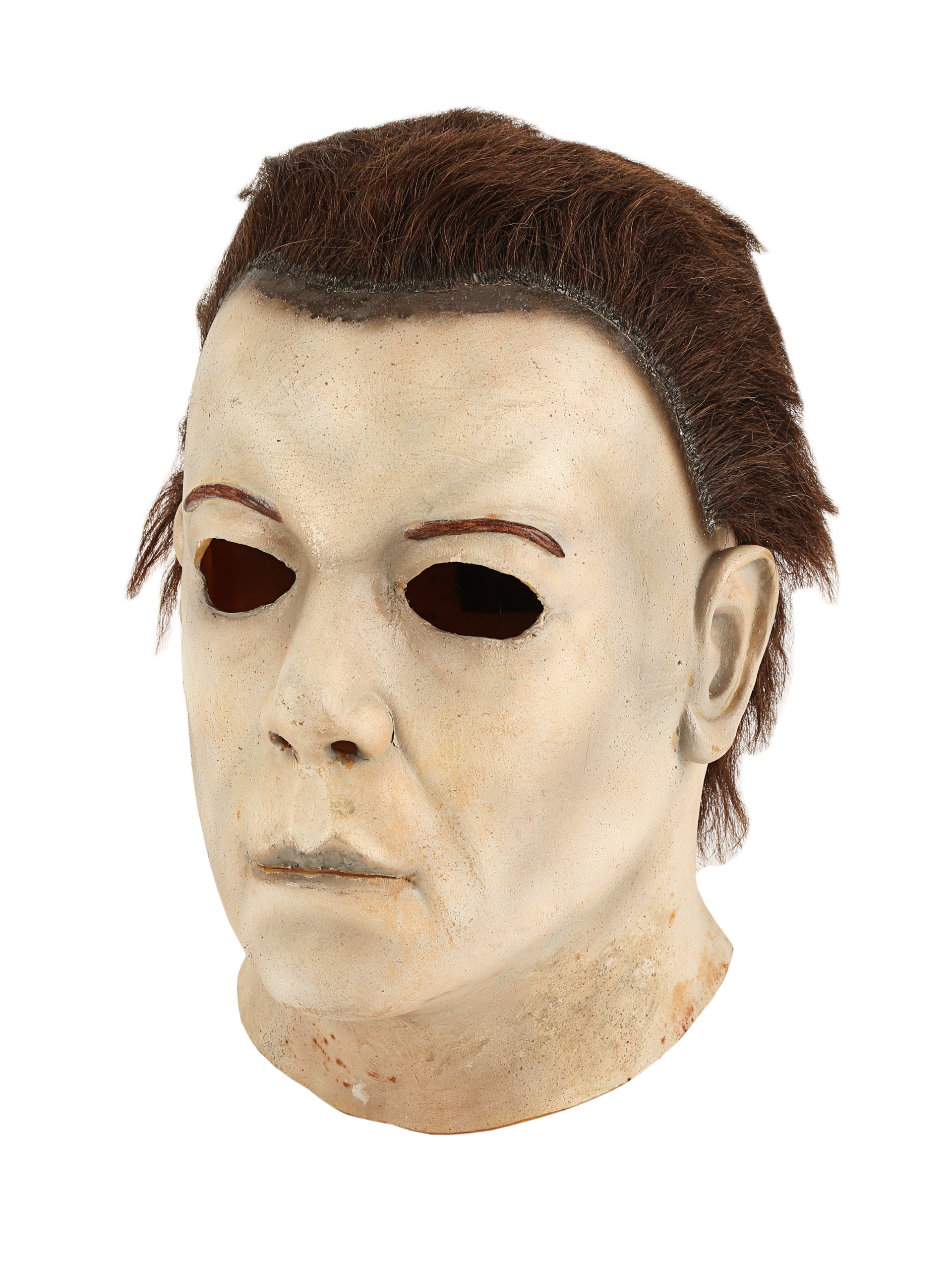 Michael Myers mask from Gary Tunnicliffe’s collection, three-quarter view. Later catalog photograph by Propstore.