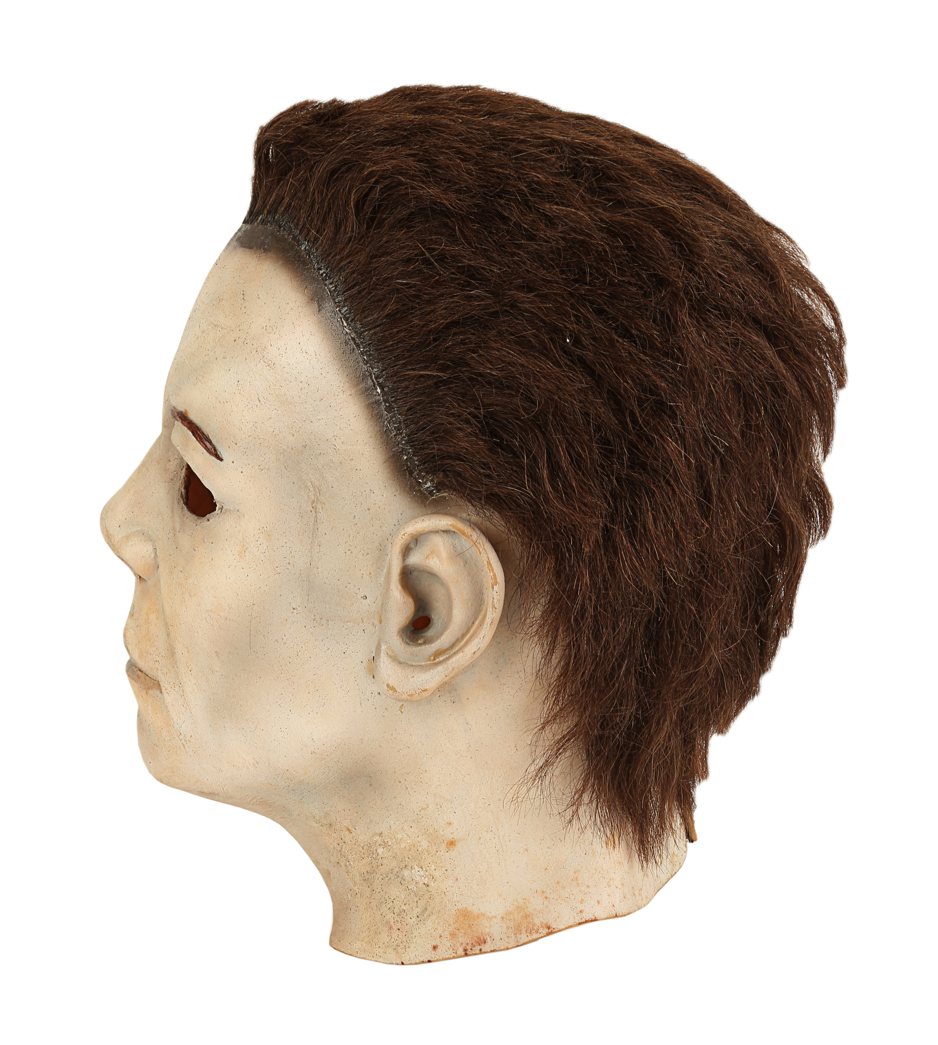 Michael Myers mask from Gary Tunnicliffe’s collection, left-facing profile. Later catalog photograph by Propstore.