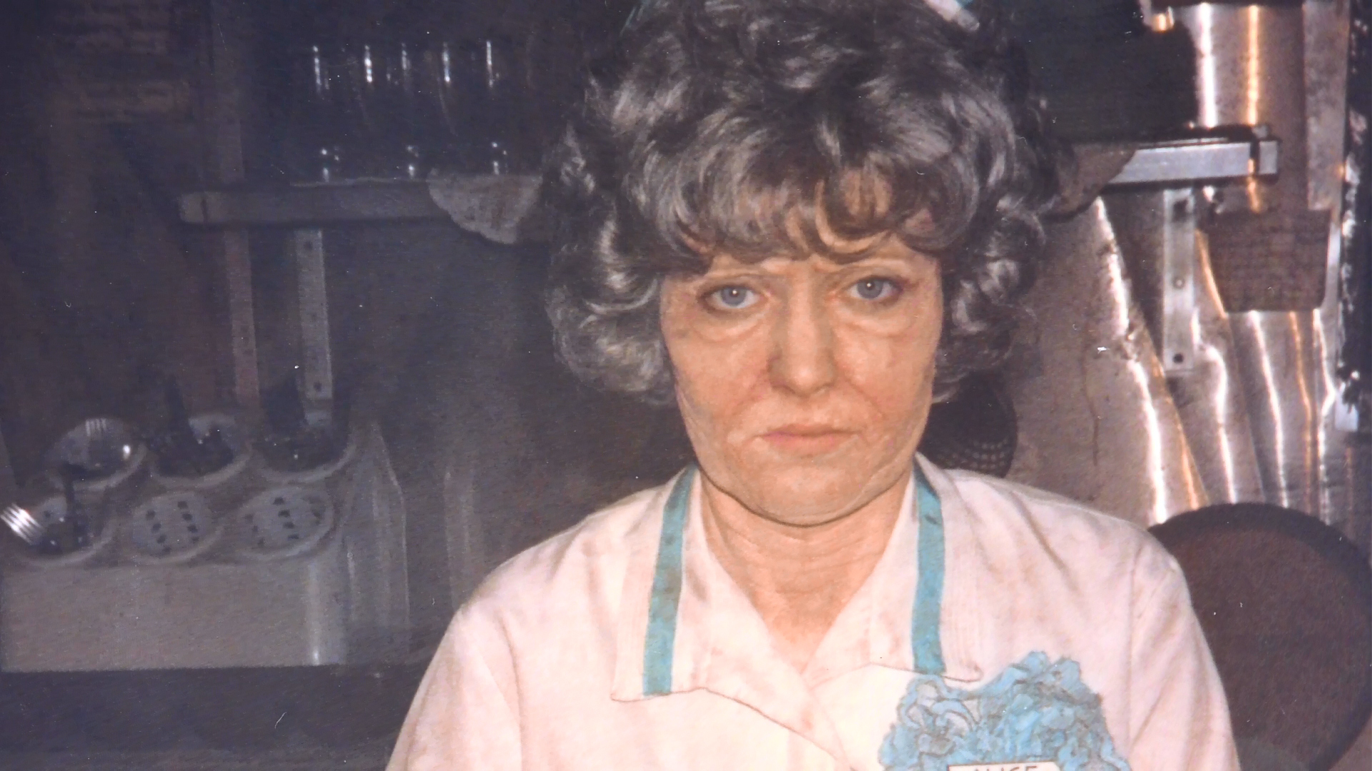 The aged-Alice makeup photographed with the diner costume.