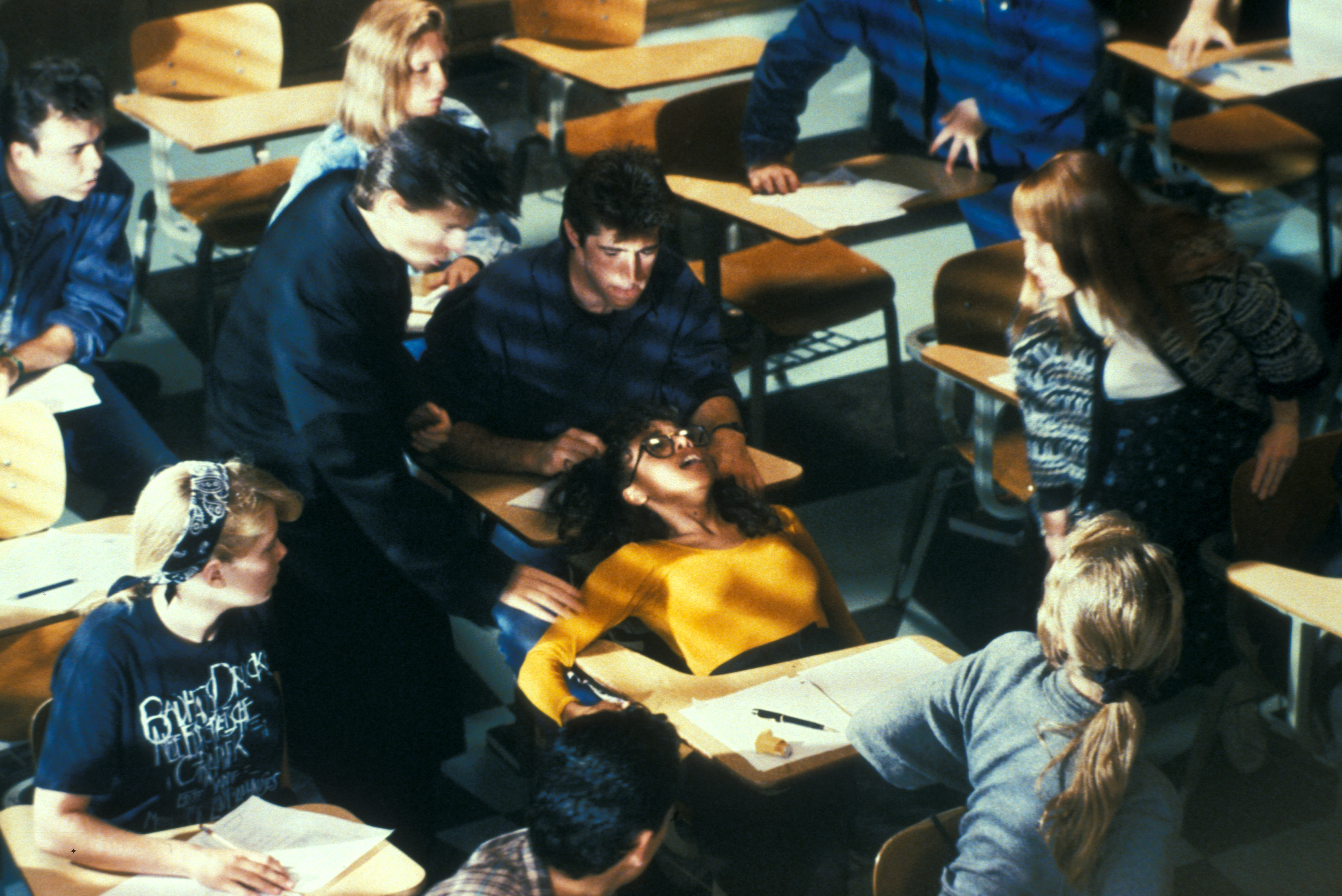 Students at classroom desks.
