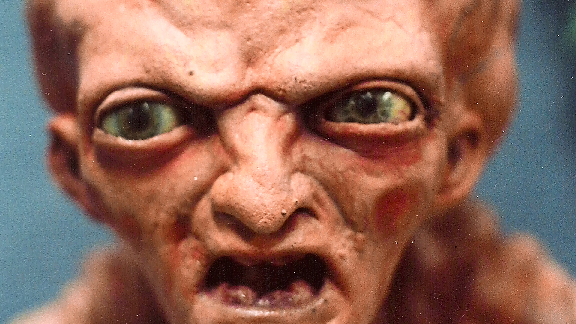Close view of the articulated Baby Freddy eyes and mouth.
