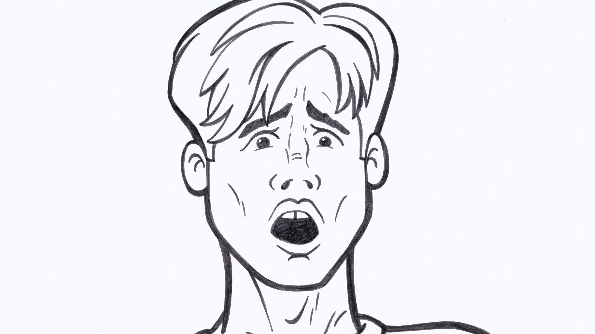 The drawn facial expression created for the comic-book transformation sequence.
