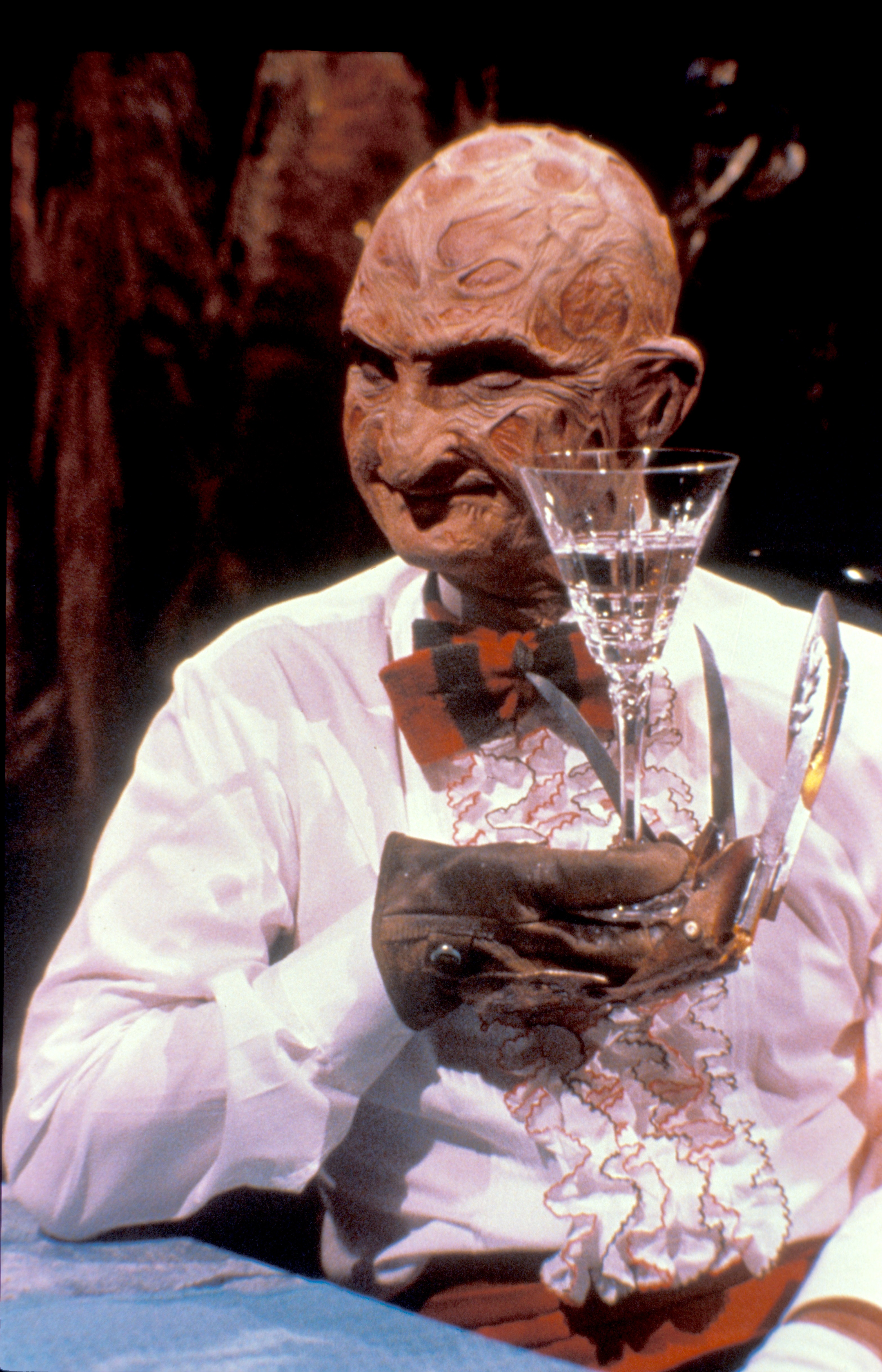 Freddy holding the meal platter.