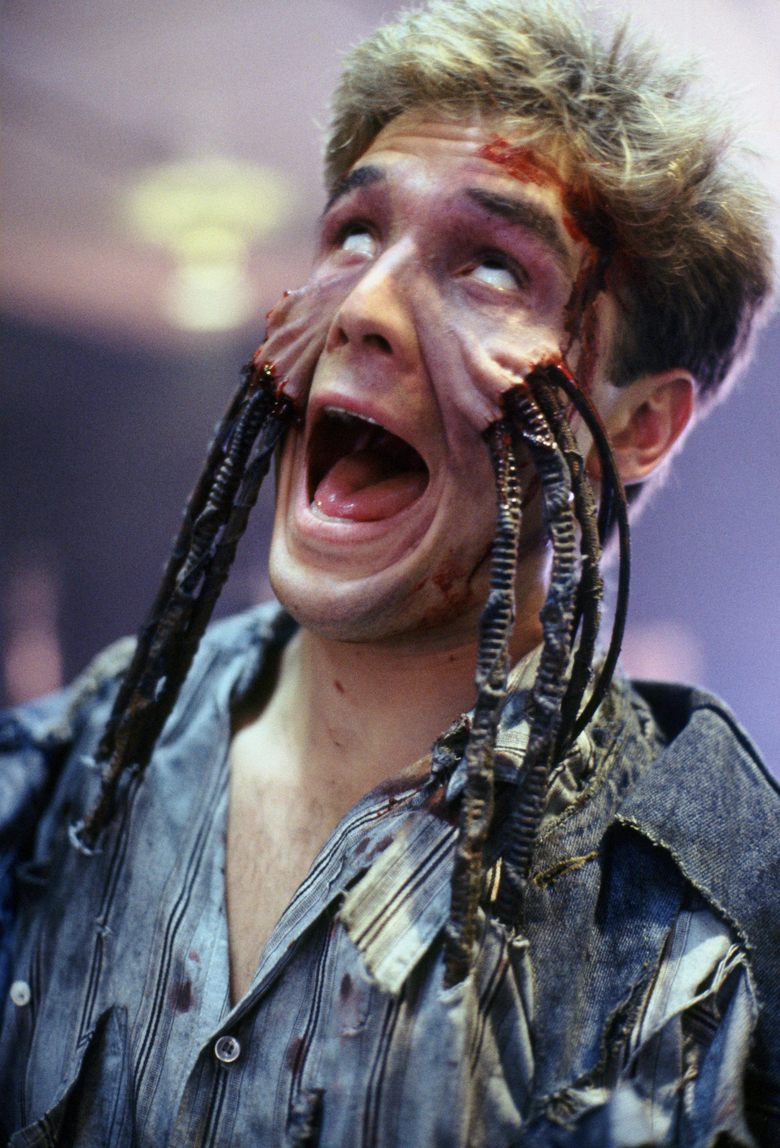 Dan’s face during the motorcycle transformation.