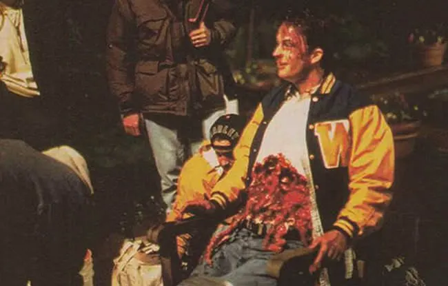 The practical torso effect for Steve’s opening-sequence death.