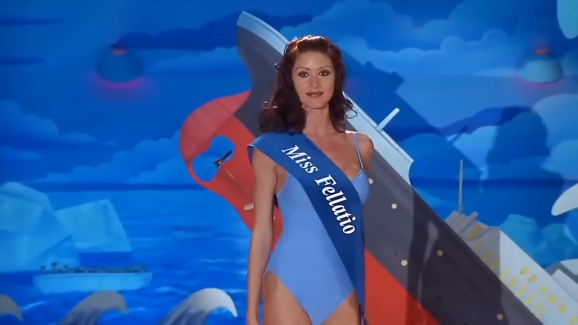 The beauty pageant. Clip frame 01:20.