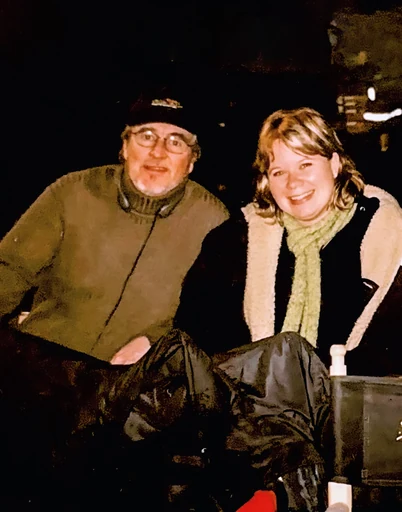 Wes Craven and Julie Plec on the Scream set.