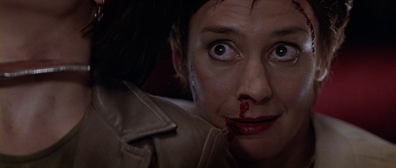 Mrs. Loomis during the confrontation. Film frame.