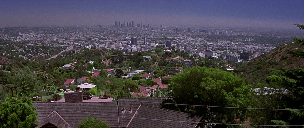 Los Angeles panorama. Film frame.